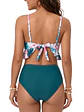 Bikini Tiro Alto Top Floral con Vuelos y Calzón Verde - Miniatura 2