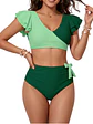 Bikini tiro alto top vuelos en V milena Verde - Miniatura 1