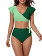 Bikini tiro alto top vuelos en V milena Verde - Miniatura 2