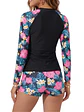 Traje de baño 3 piezas manga larga floral con short - Miniatura 2