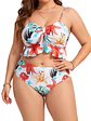 Bikini tiro alto tropical blanco + pareo - Miniatura 3