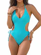 Traje de baño trikini turquesa cut out con amarras - Miniatura 2