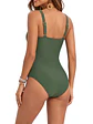 Traje de baño mujer entero drap verde escote borlas + pareo floral - Miniatura 4
