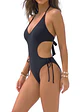 Traje de baño trikini negro cut out con amarras - Miniatura 3