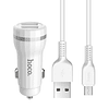 Cargador auto 2 usb con cable micro usb hoco z27