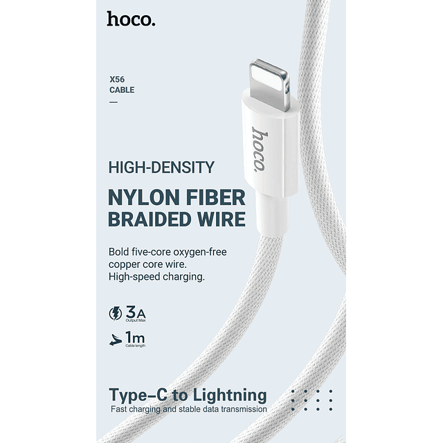 Cable Dato y Carga PD 20w lightning tipo c Hoco x56