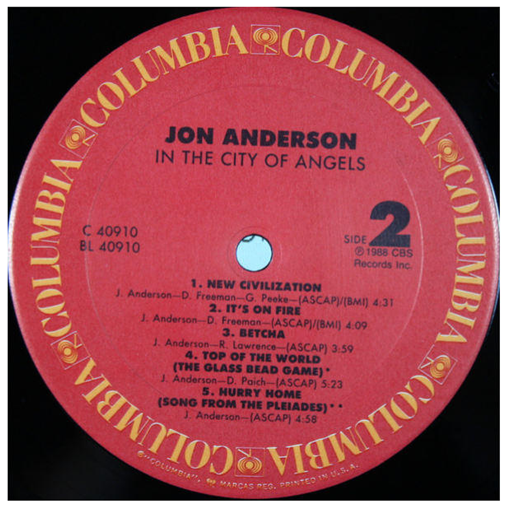 JON ANDERSON - IN THE CITY OF ANGELS | VINILO USADO
