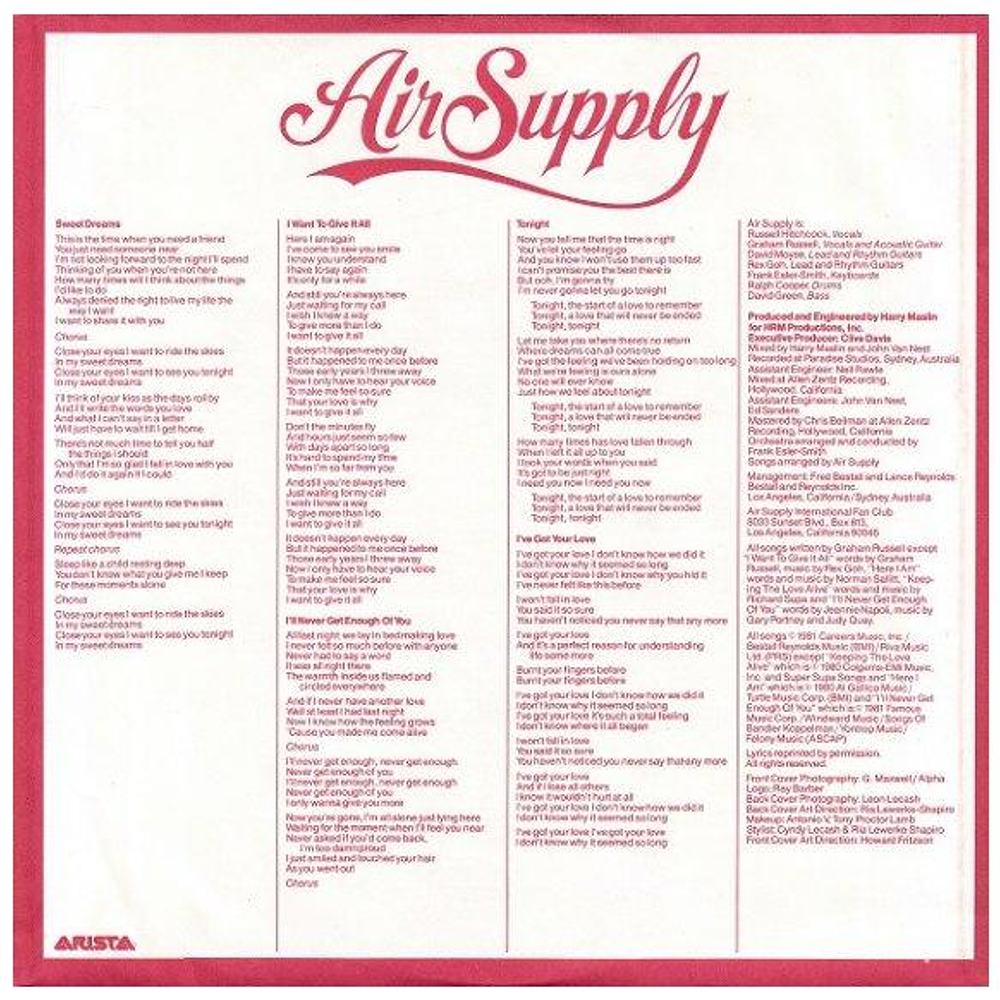 AIR SUPPLY - THE ONE THAT YOU LOVE | VINILO USADO