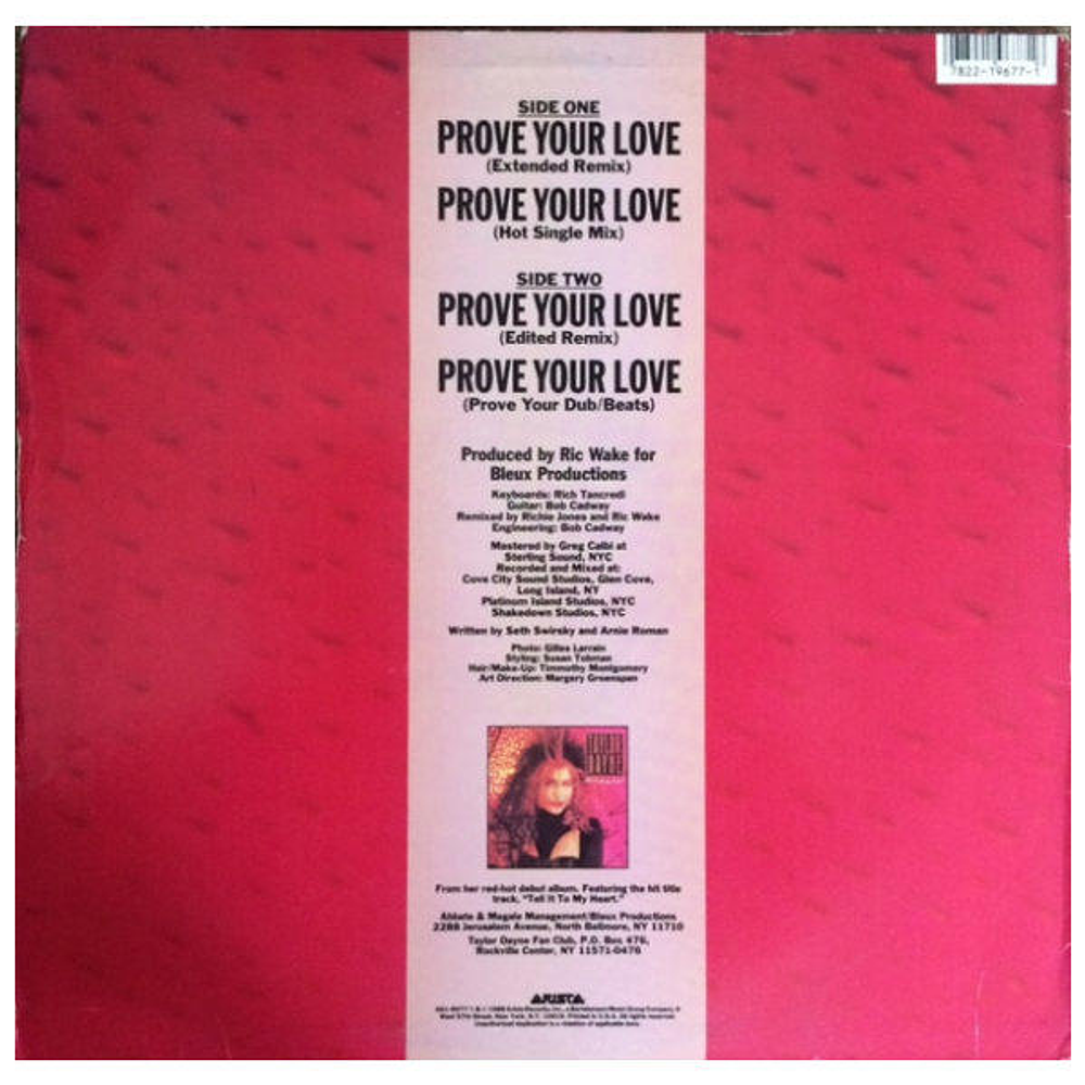 TAYLOR DAYNE  - PROVE YOUR LOVE | 12'' MAXI SINGLE USADO