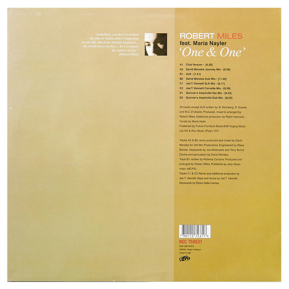 ROBERT MILES - ONE & ONE (2LP) | 12'' MAXI SINGLE USADO