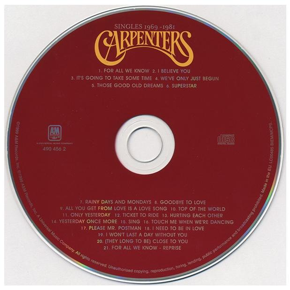 CARPENTERS - SINGLES 1969-1981 | CD