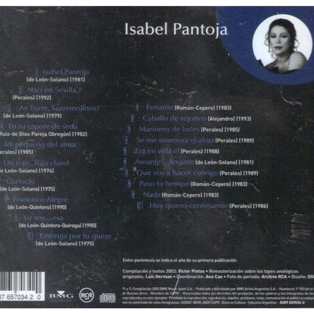 ISABEL PANTOJA - INOLVIDABLES RCA: 20 GRANDES EXITOS | CD