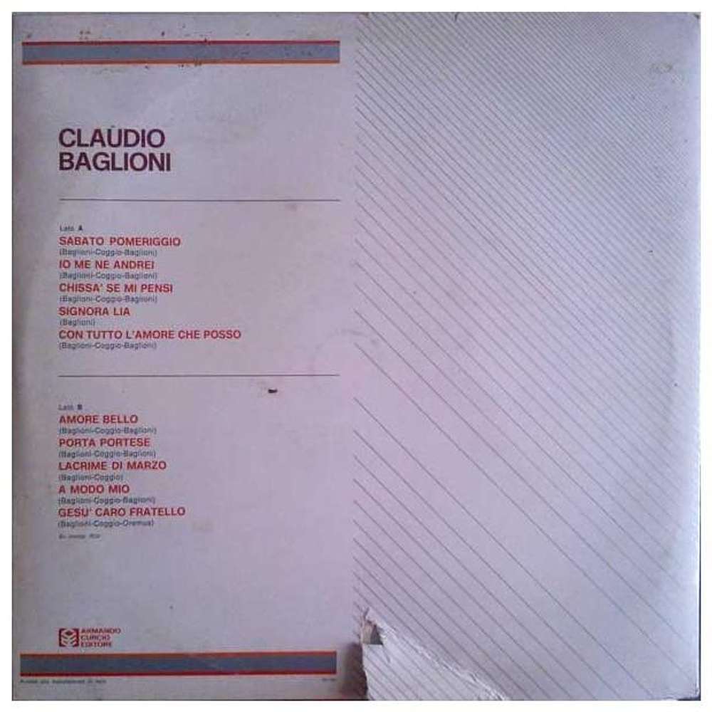 CLAUDIO BAGLIONI - CLAUDIO BAGLIONI | VINILO USADO