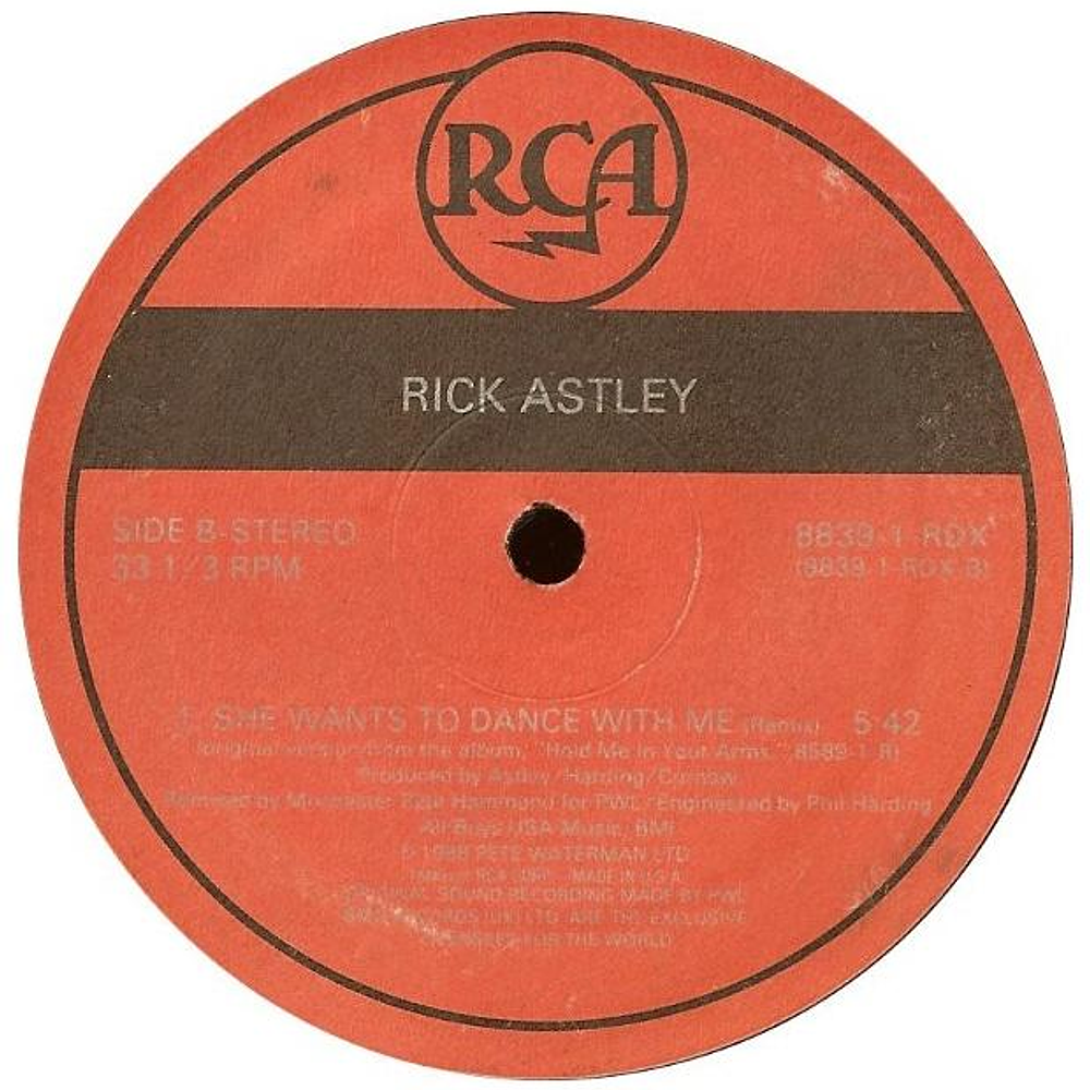 RICK ASTLEY  - SHE WANTS TO DANCE WITH ME | 12'' MAXI SINGLE USADO