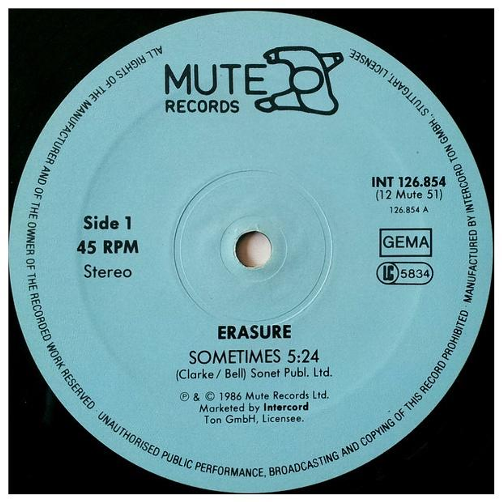 ERASURE - SOMETIMES | 12'' MAXI SINGLE USADO