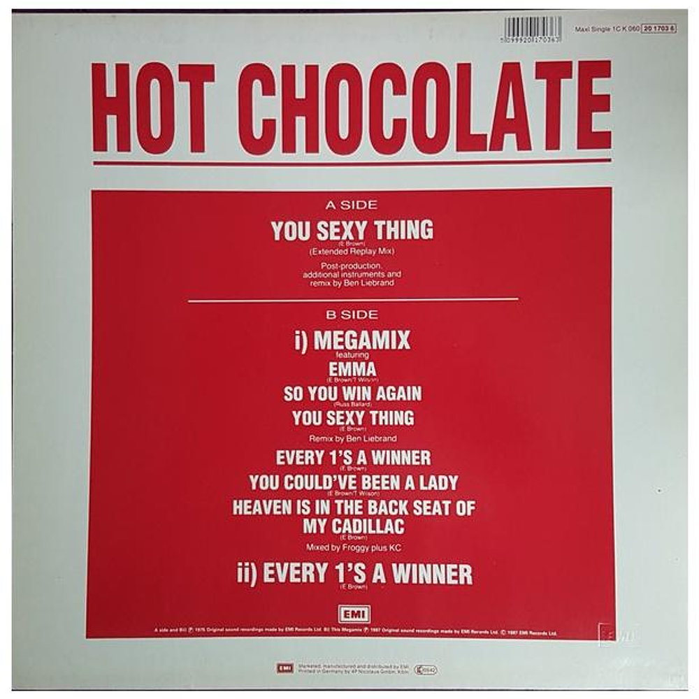 HOT CHOCOLATE - YOU SEXY THING (MEGAMIX) | 12'' MAXI SINGLE USADO