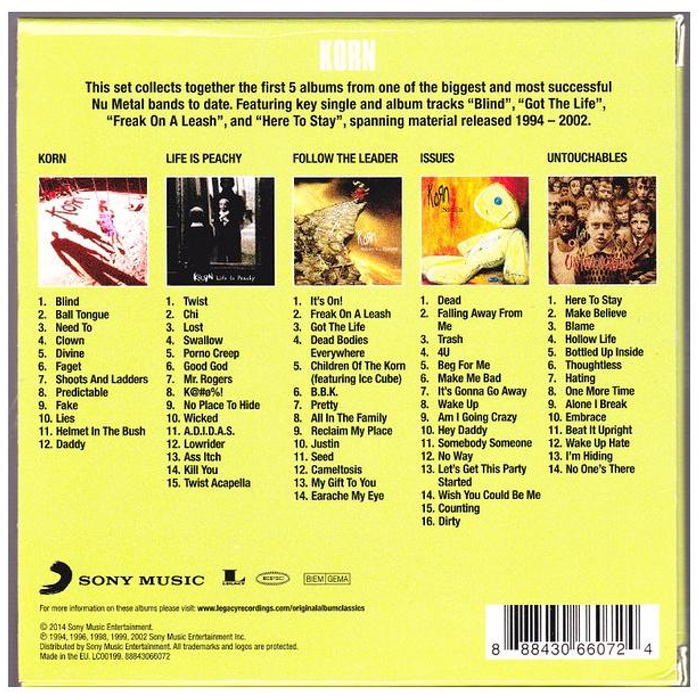 KORN - ORIGINAL ALBUM CLASSICS (5CD) | CD