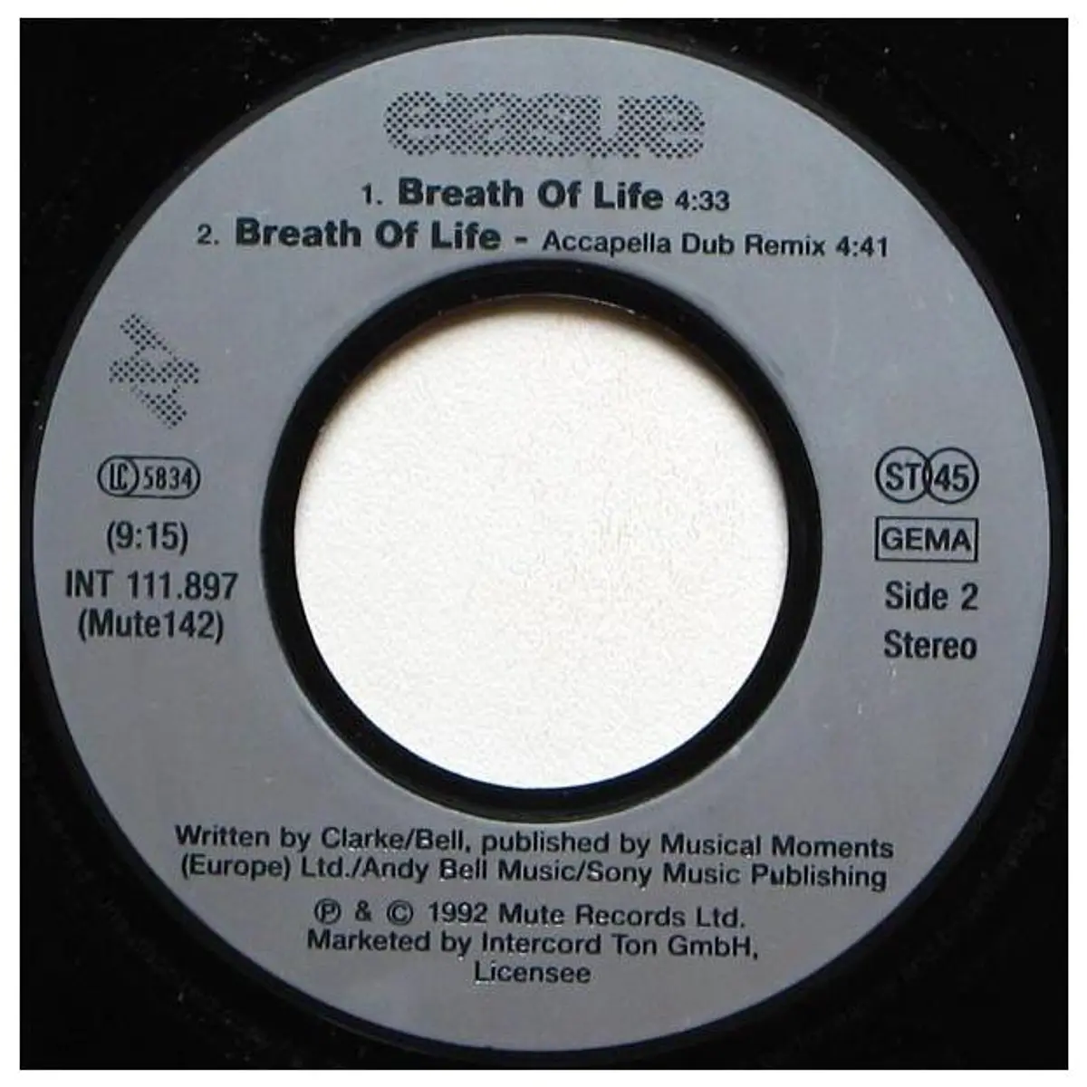 ERASURE BREATH OF LIFE 7'' SINGLE VINILO USADO