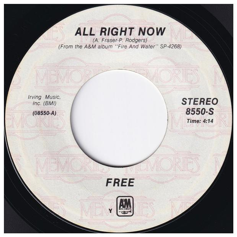 FREE - ALL RIGHT NOW | 7'' SINGLE VINILO USADO