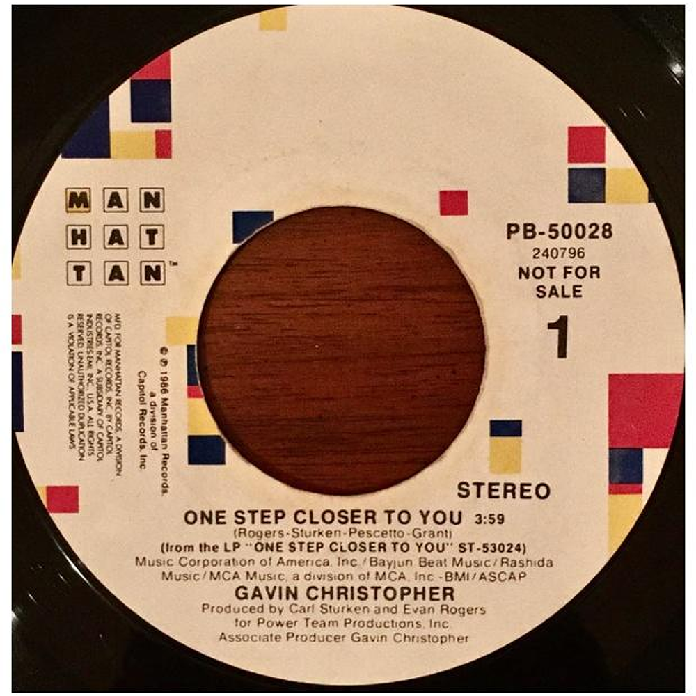 GAVIN CHRISTOPHER - ONE STEP CLOSER TO YOU | 7'' SINGLE VINILO USADO