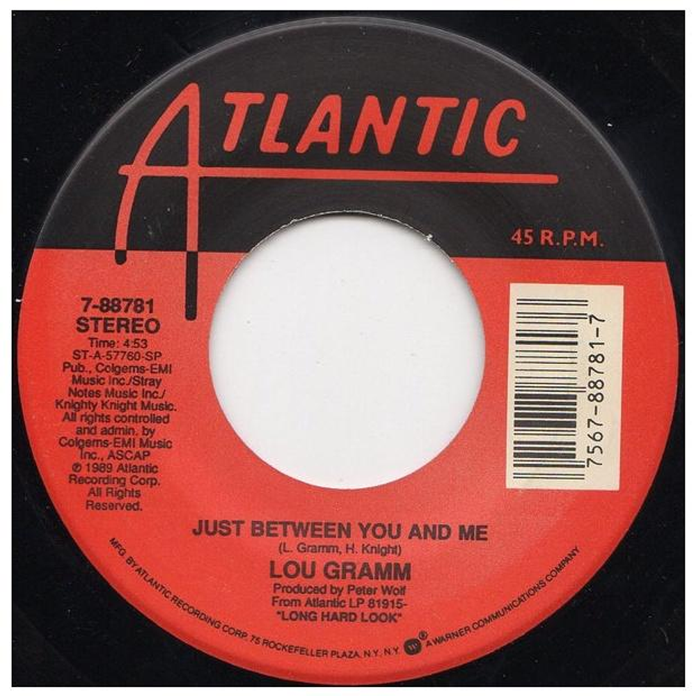 LOU GRAMM - JUST BETWEEN YOU & ME | 7'' SINGLE VINILO USADO