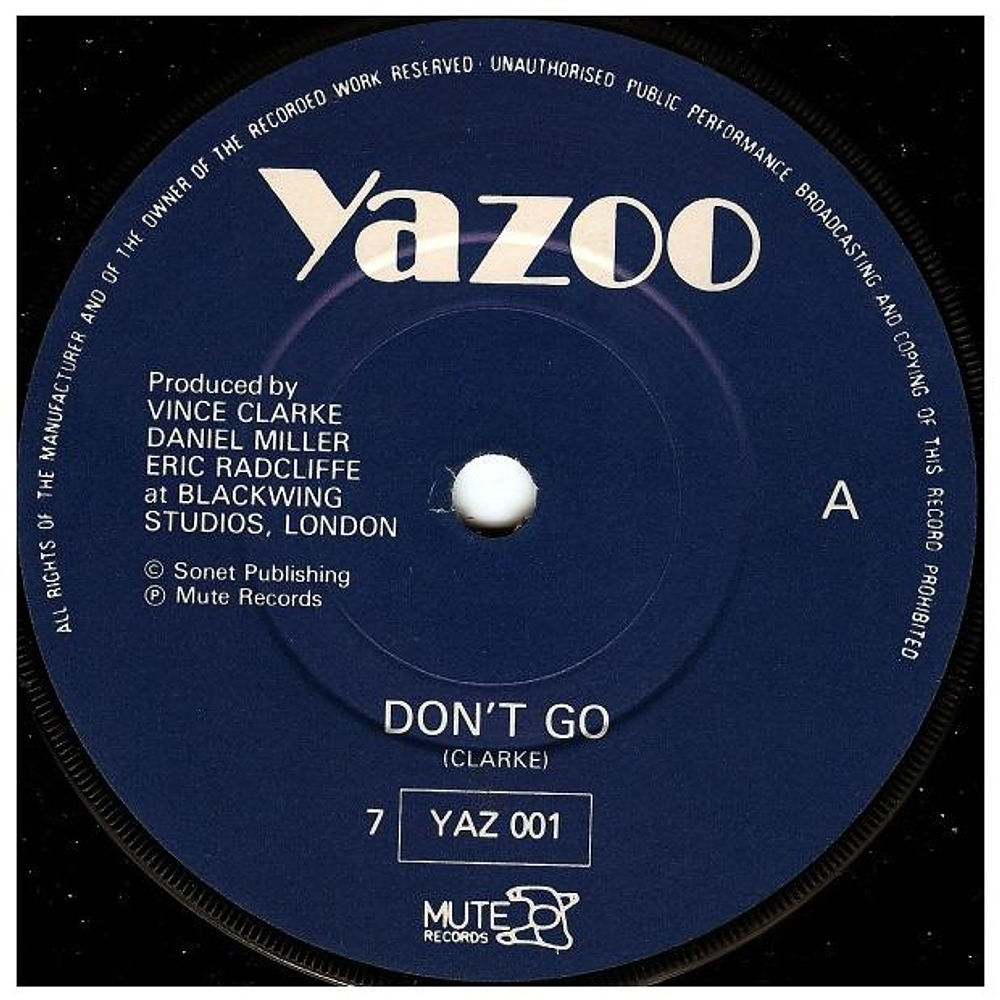 YAZOO - DON'T GO | 7'' SINGLE VINILO USADO