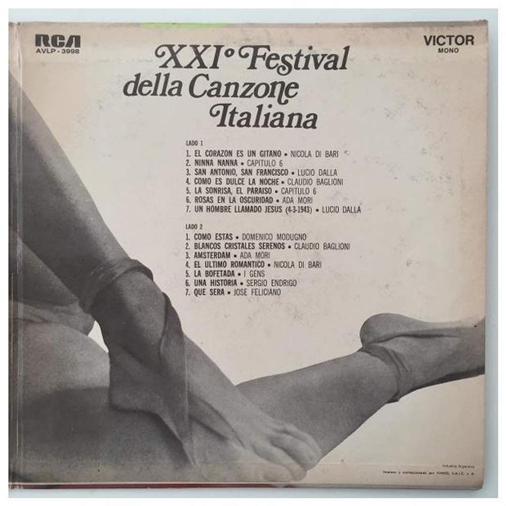 FESTIVAL DELLA CANZONE ITALIANA - 21 FESTIVAL SAN REMO 1971 (ITALIANO) | VINILO USADO
