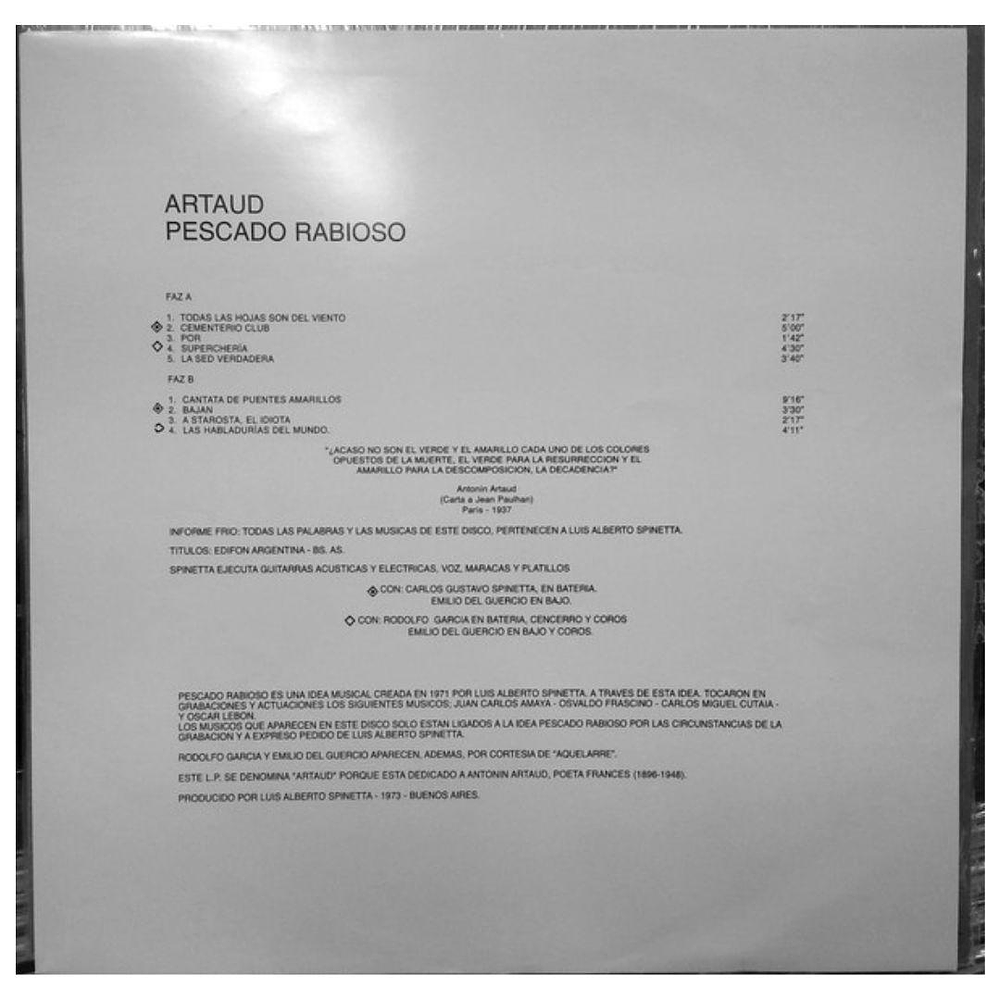 PESCADO RABIOSO - ARTAUD | VINILO