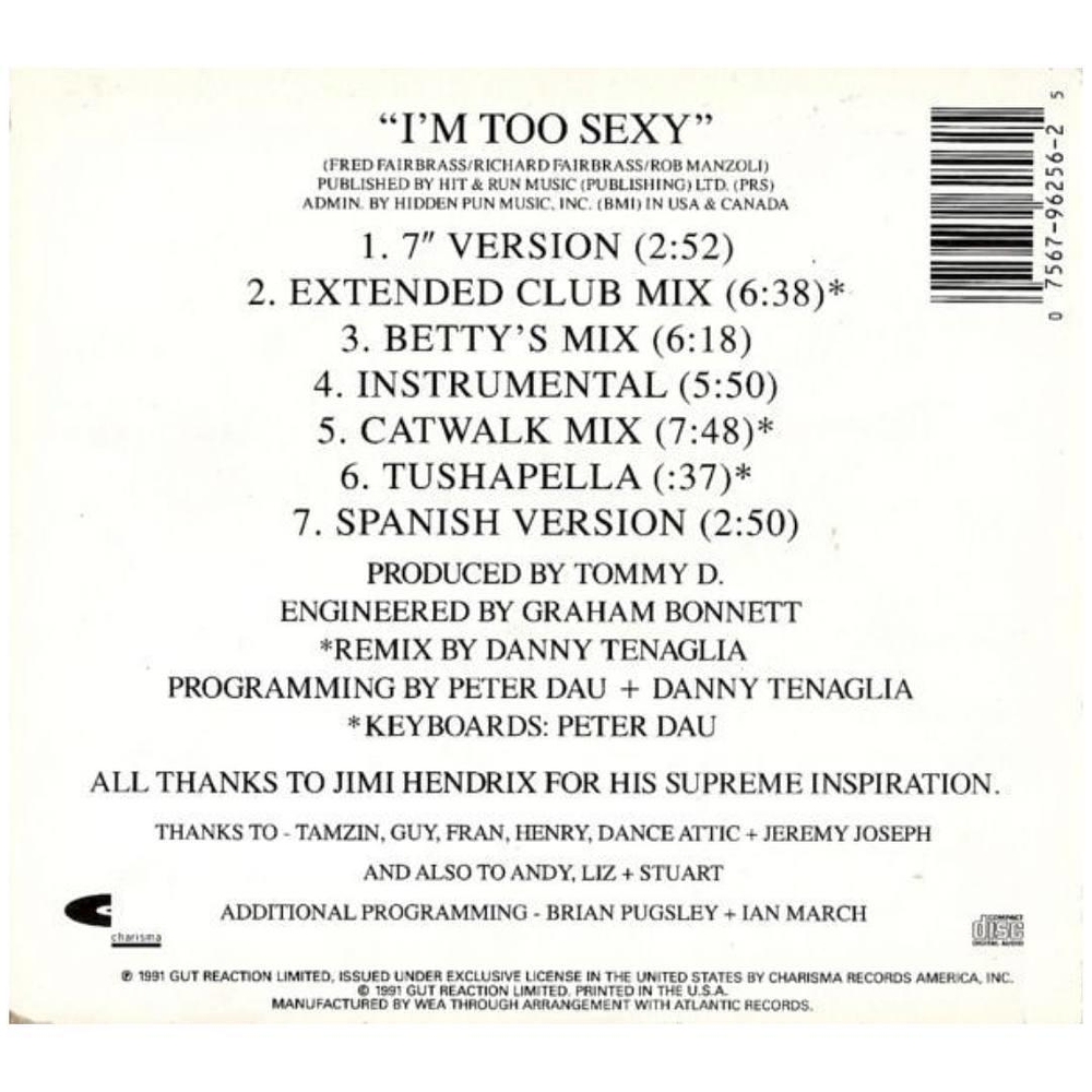 RIGHT SAID FRED - I'M TOO SEXY | CD SINGLE