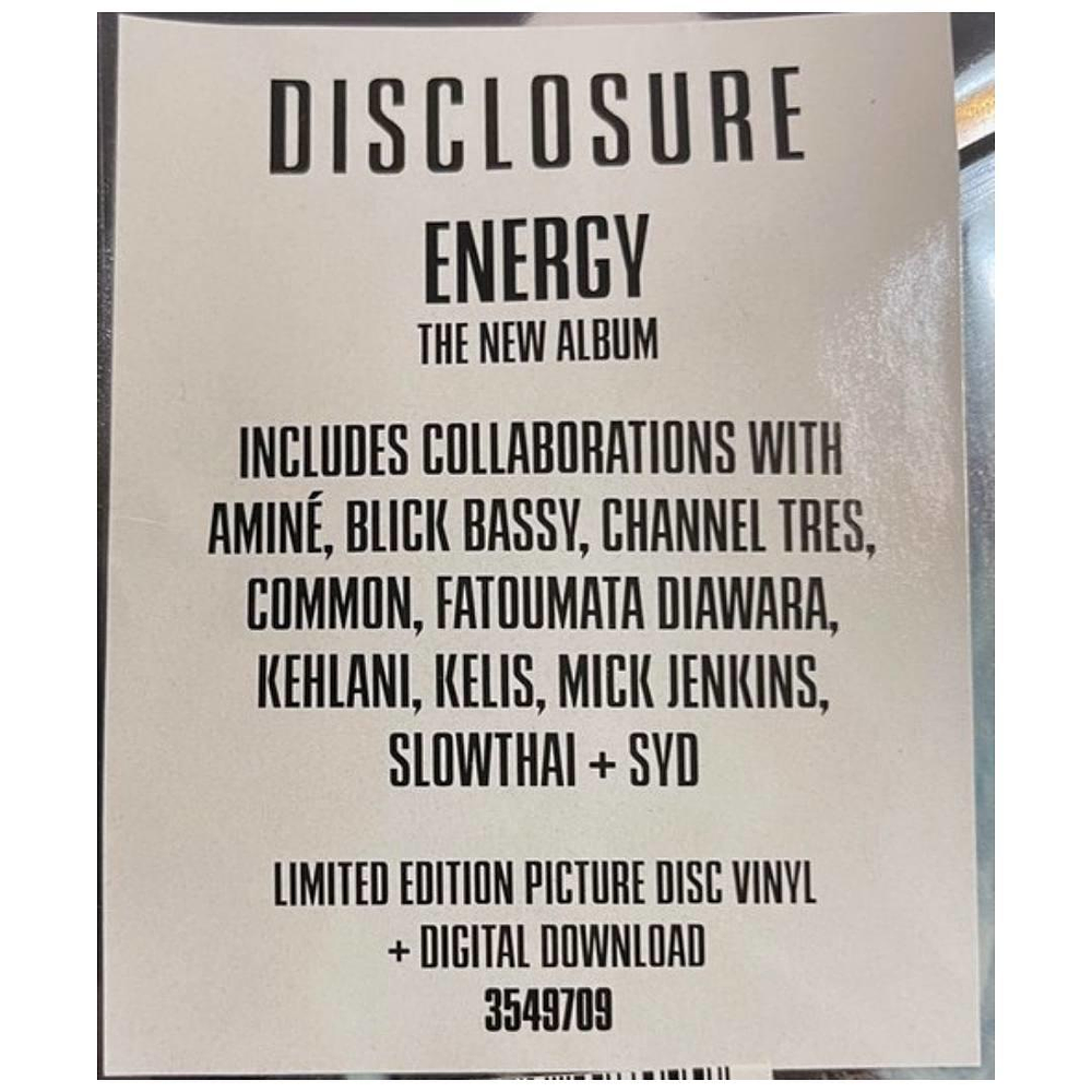 DISCLOSURE - ENERGY (PICTURE DISC) (2LP) | VINILO