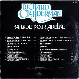 RICHARD CLAYDERMAN - BALLADE POUR ADELINE | VINILO USADO