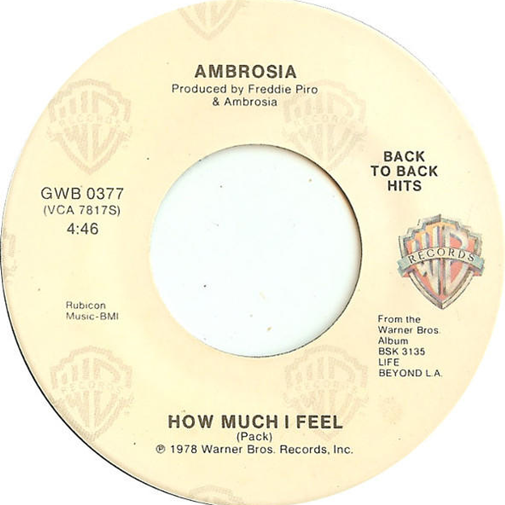 AMBROSIA - HOW MUCH I FEEL | 7'' SINGLE VINILO USADO