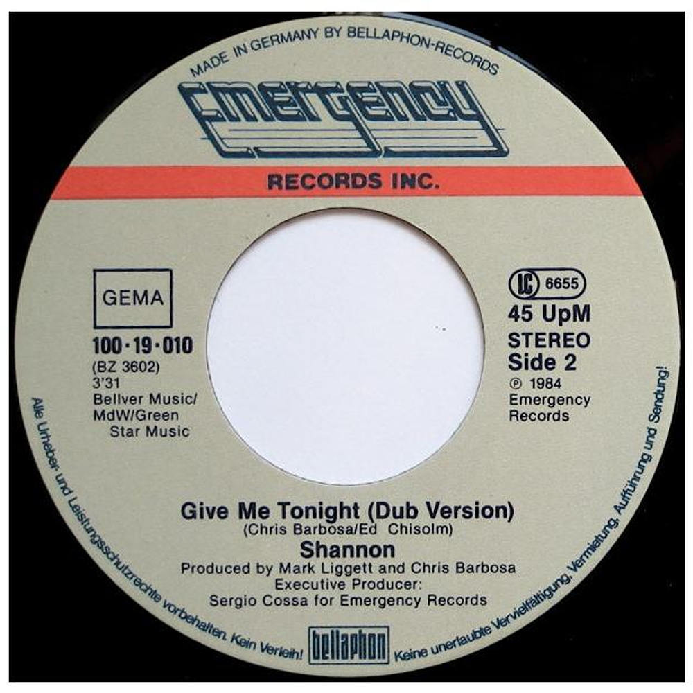 SHANNON - GIVE ME TONIGHT | 7'' SINGLE VINILO USADO