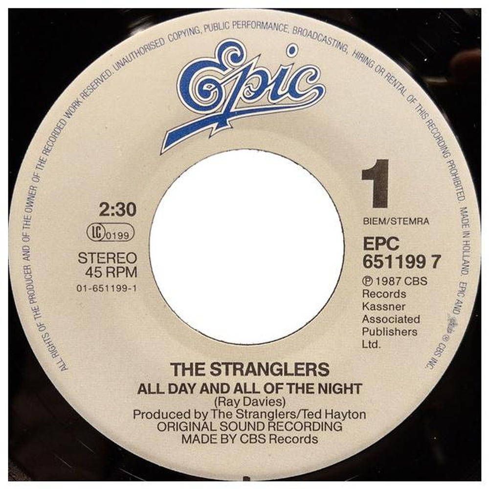 STRANGLERS - ALL DAY AND ALL OF THE NIGHT | 7'' SINGLE VINILO USADO