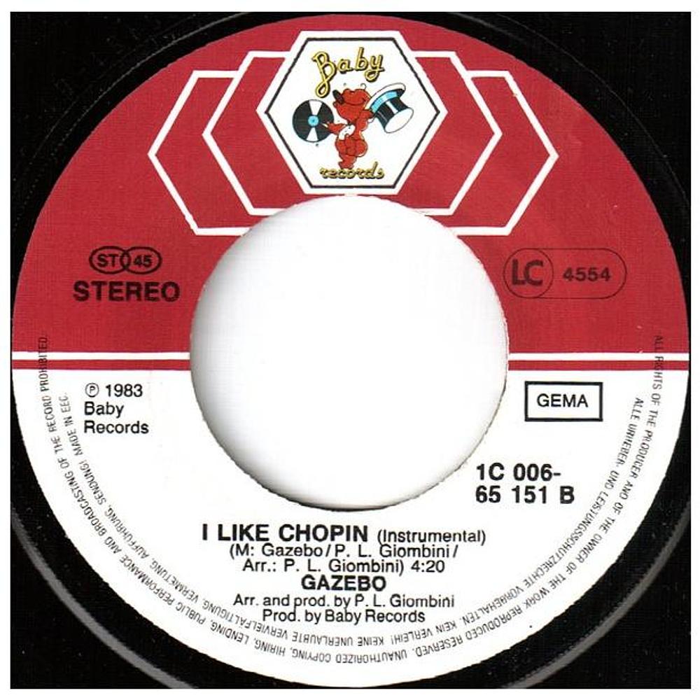 GAZEBO - I LIKE CHOPIN | 7'' SINGLE VINILO USADO