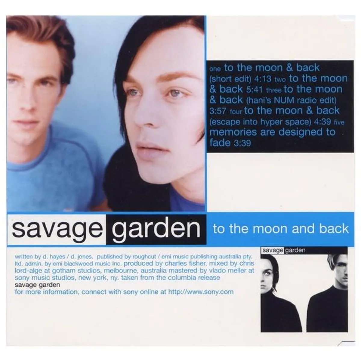 SAVAGE GARDEN - TO THE MOON AND BACK | CD SINGLE USADO