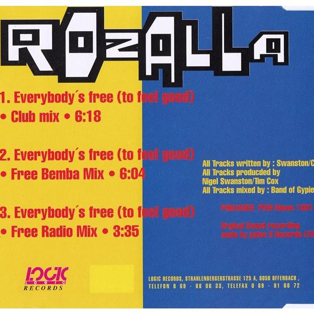 ROZALLA - EVERYBODY'S FREE | CD SINGLE USADO