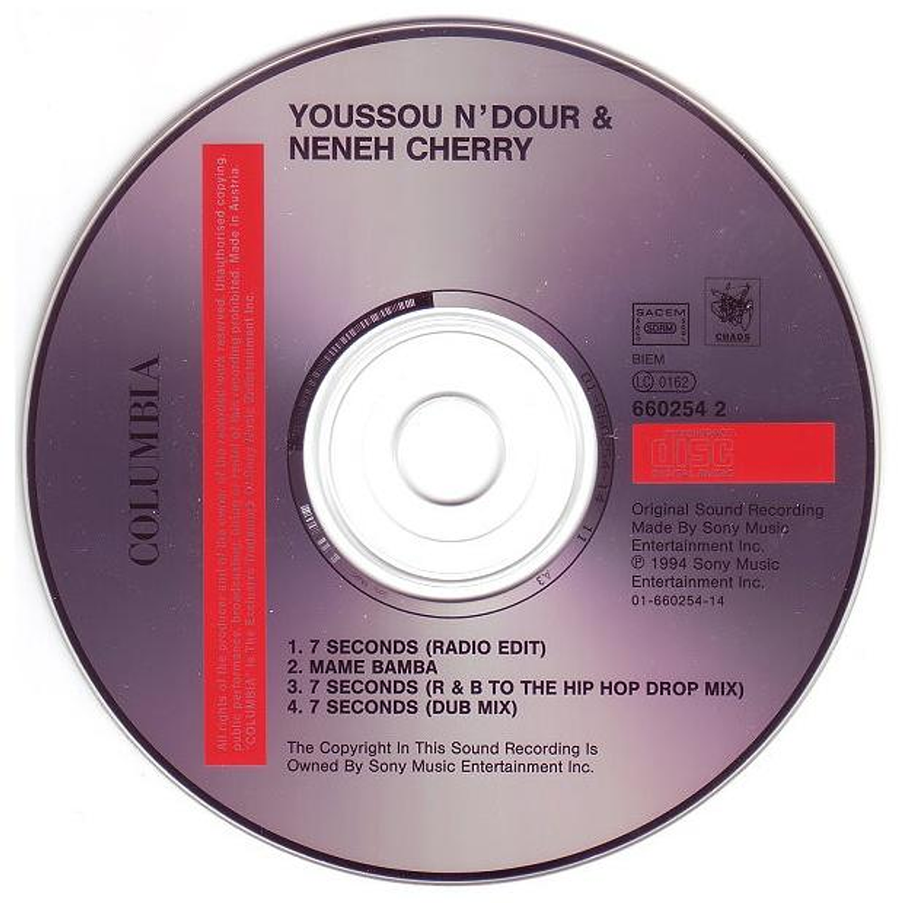 YOUSSOU N'DOUR & NENEH CHERRY - 7 SECONDS | CD USADO