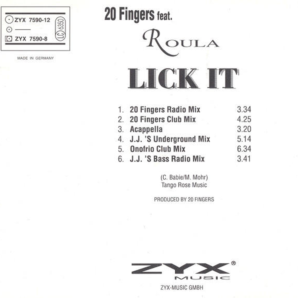 20 FINGERS feat. ROULA - LICK IT | CD SINGLE USADO