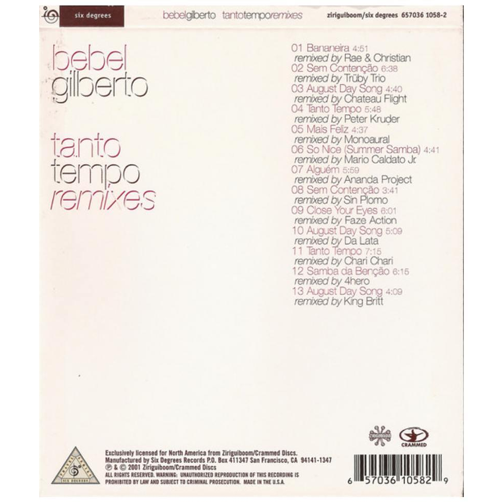 BEBEL GILBERTO - TANTO TEMPO REMIXES | CD USADO