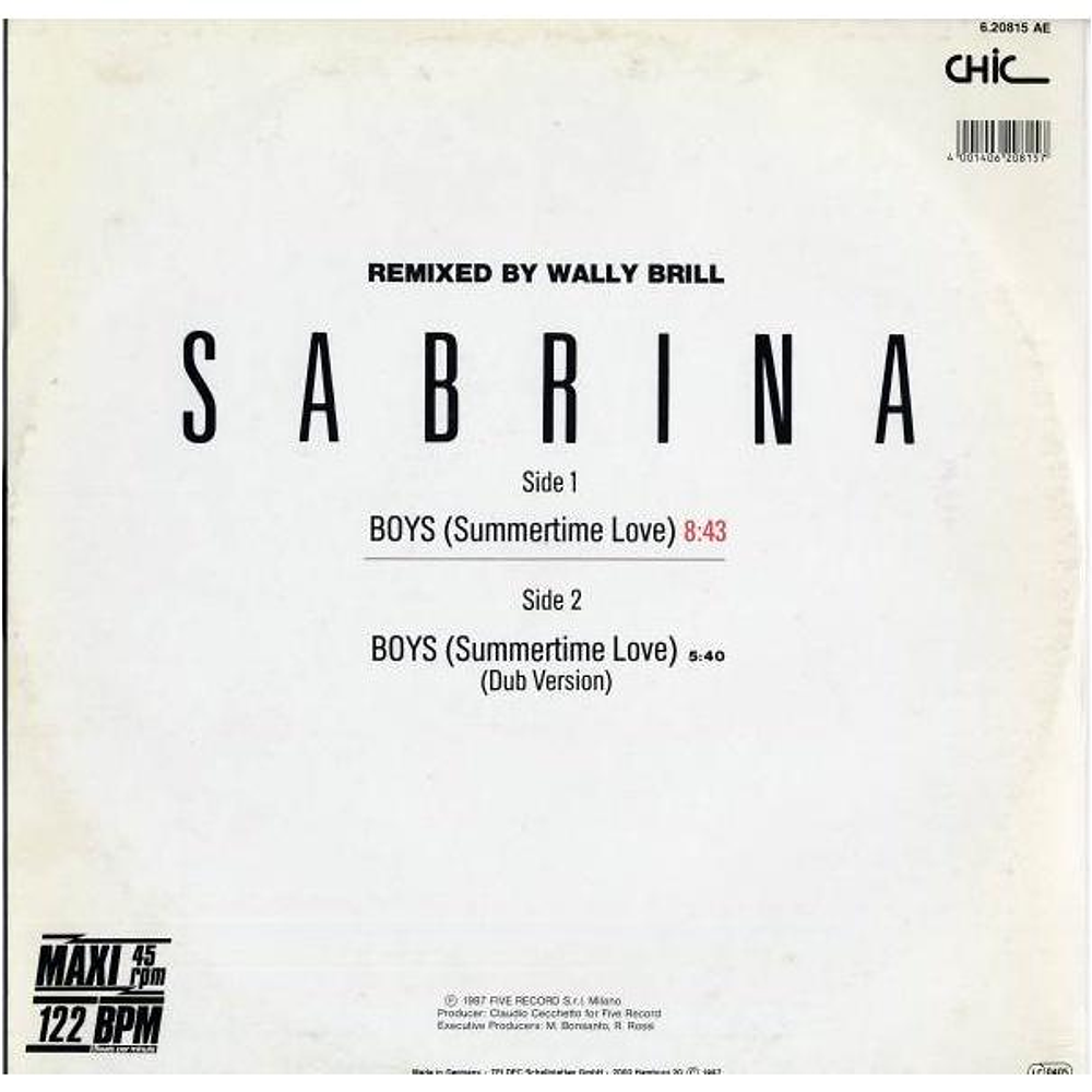 SABRINA - BOYS(REMIXED) | 12'' MAXI SINGLE USADO