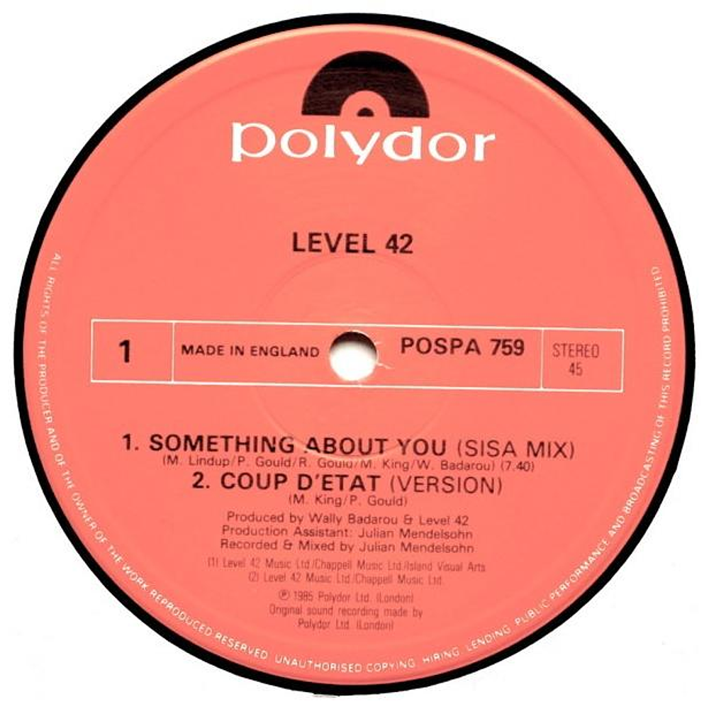 LEVEL 42 - SOMETHING ABOUT YOU (LIMITED EDITION) | 12'' MAXI SINGLE USADO