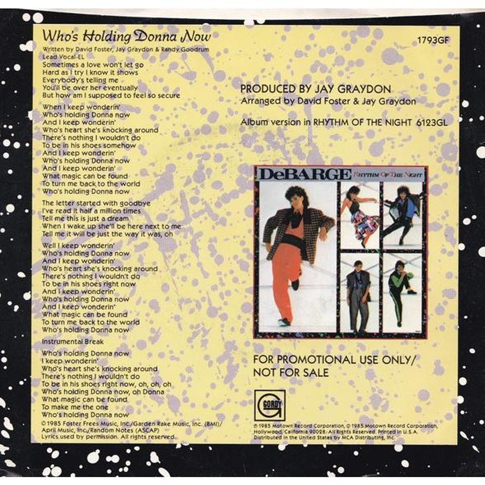 DEBARGE - WHO'S HOLDING DONNA NOW | 7'' SINGLE USADO