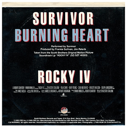 SURVIVOR - BURNING HEART | 7'' SINGLE USADO