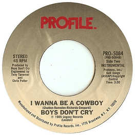 BOYS DON'T CRY - I WANNA BE A COWBOY | 7'' SINGLE USADO