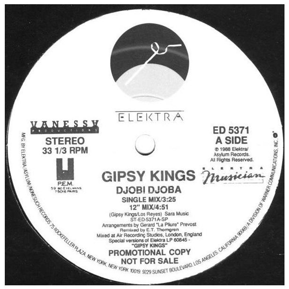 GIPSY KINGS - DJOBI DJOBA | 12'' MAXI SINGLE USADO