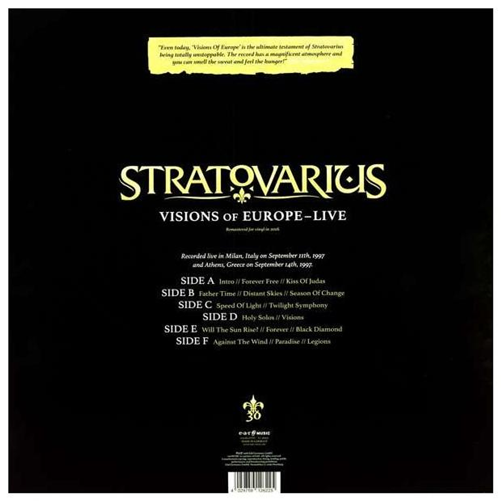 STRATOVARIUS - VISIONS OF EUROPE LIVE (3LP) | VINILO