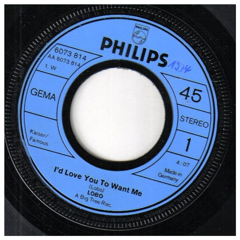 LOBO - I'D LOVE YOU TO WANT ME | 7" SINGLE USADO