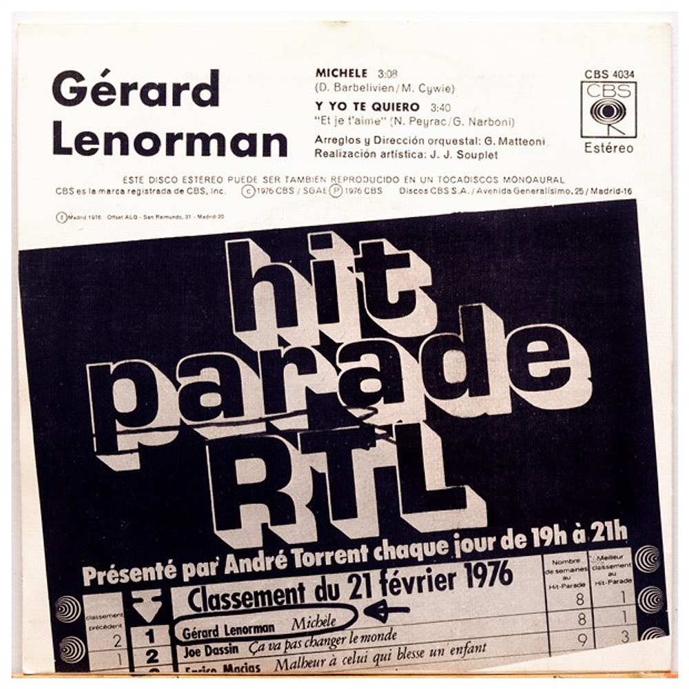 GERARD LENORMAN - MICHELE | 7" SINGLE USADO