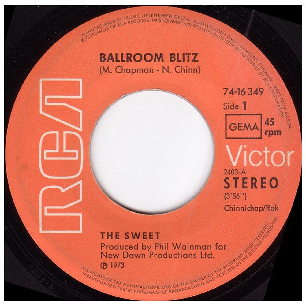 SWEET - THE BALLROOM BLITZ | 7" SINGLE USADO